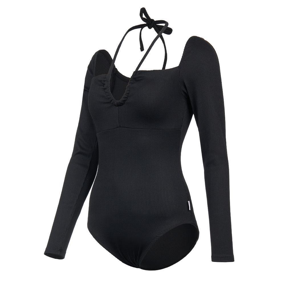 여성 솔리드 홀터넥 긴팔 모노키니 블랙 RN-LS2D904-BK