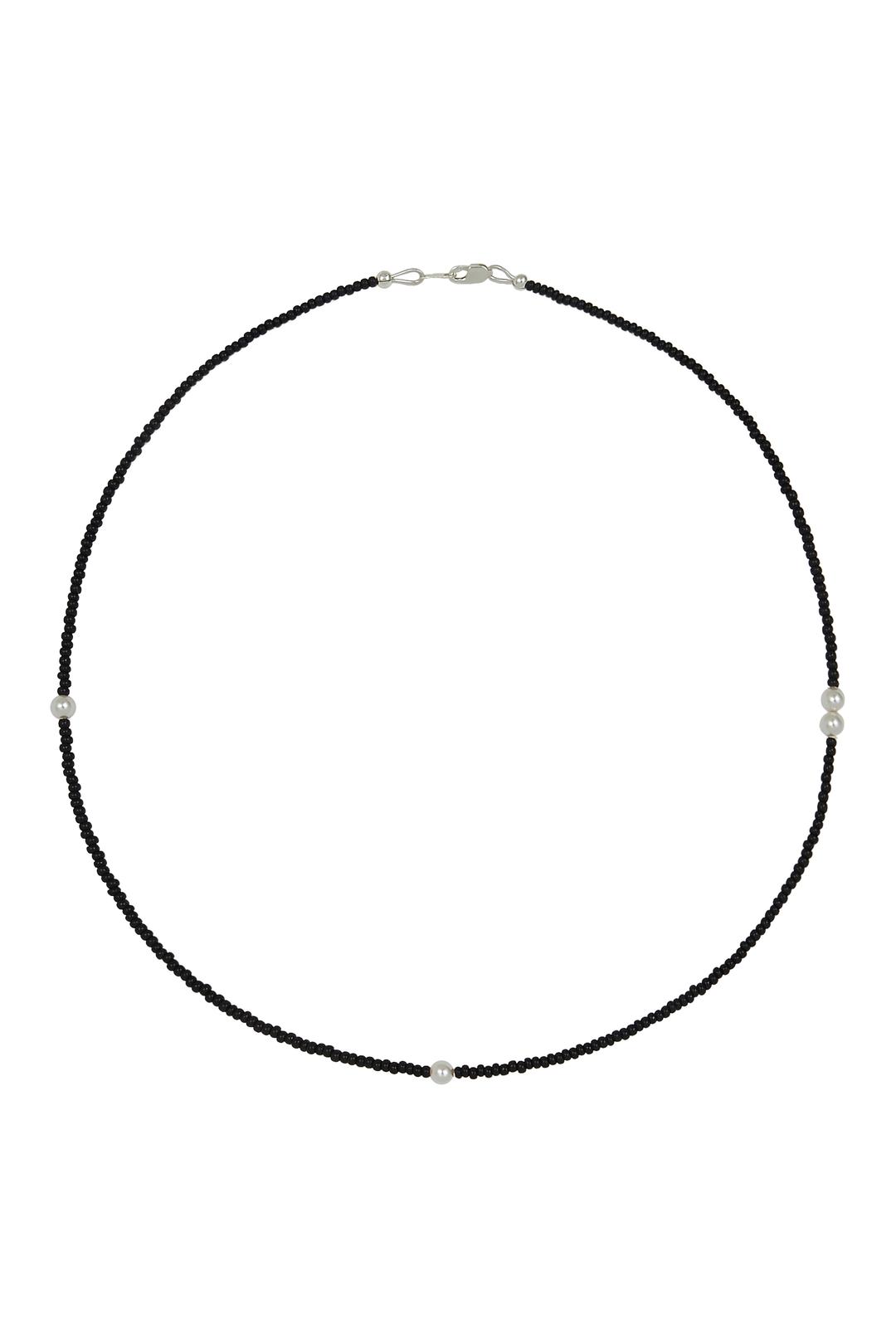 Piece Pearl Necklace - Black