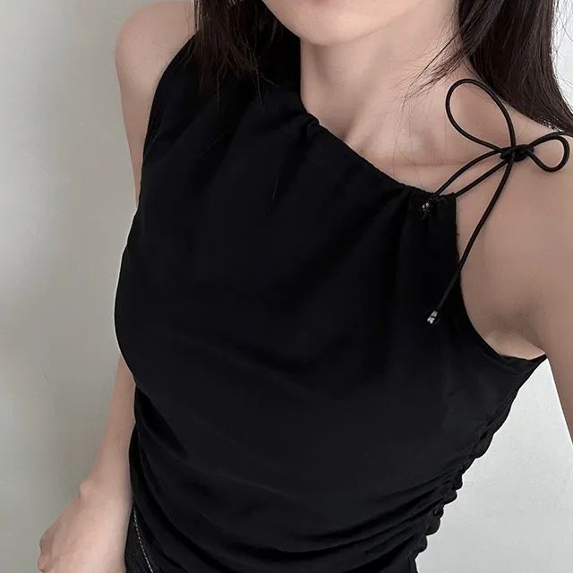 언발 셔링 스트링 나시 슬리브리스