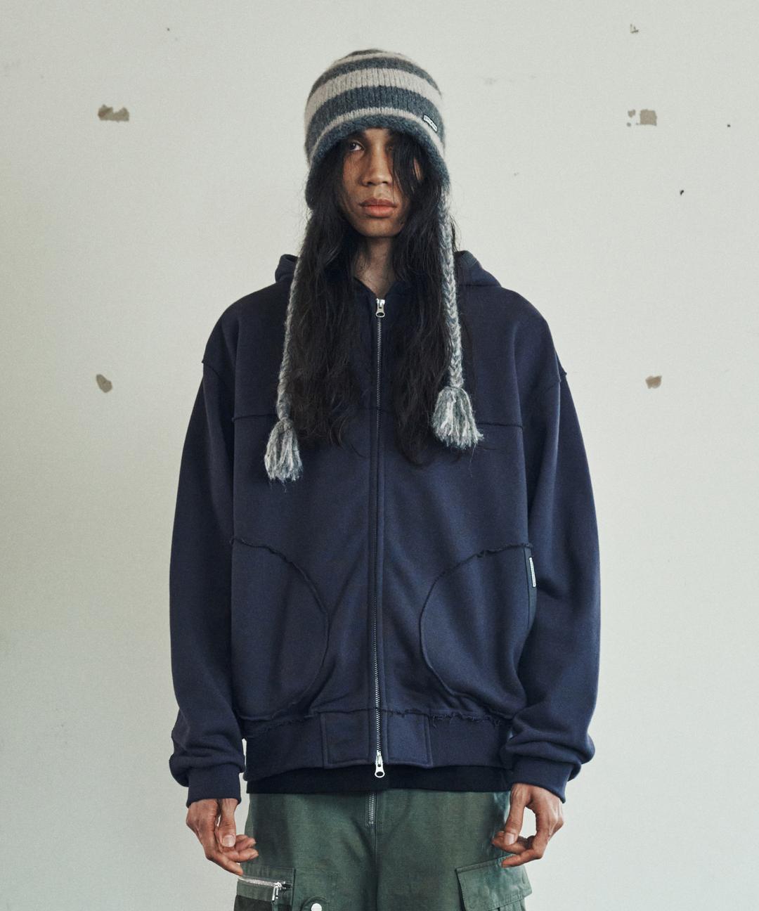 CUT-OFF HOODIE ZIP-UP PURPLE