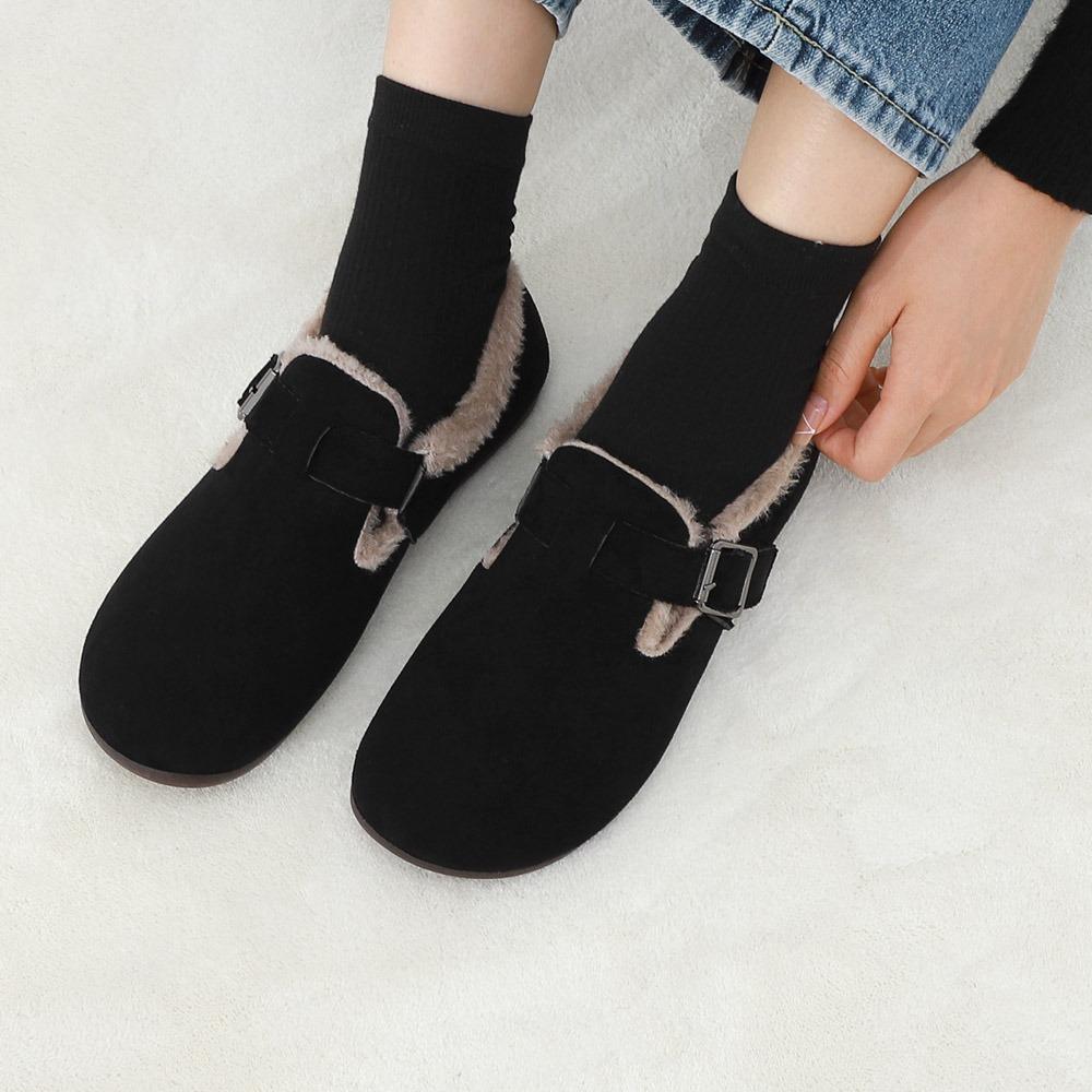 스웨이드 둥근코 캐주얼 겨울단화(1.5cm/기모안감) 11864 ♡6차완판♡