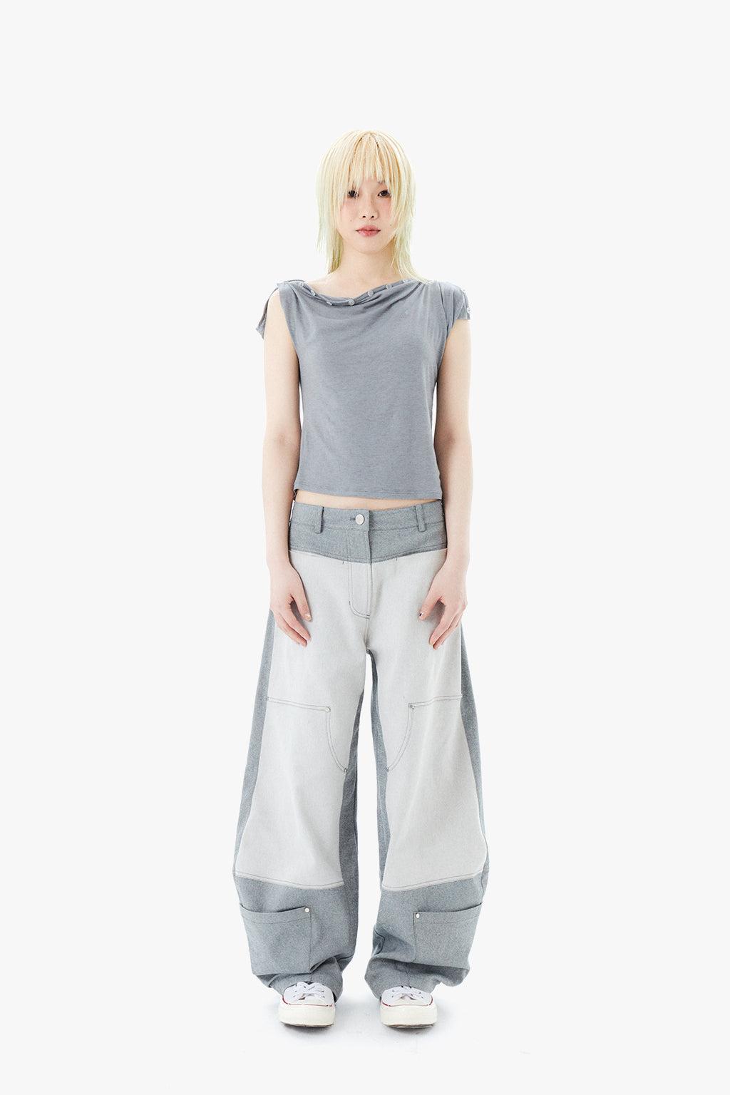 COWL SLEEVELESS / GRAY