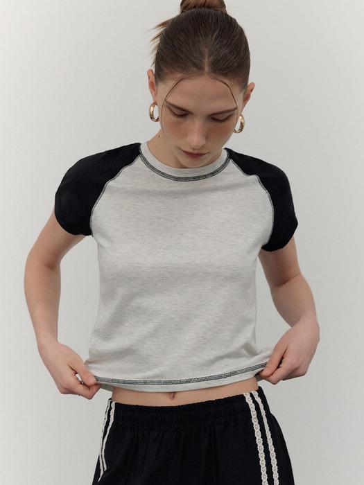 Signature Logo Raglan Half T-Shirt_CTT350(White Melange)
