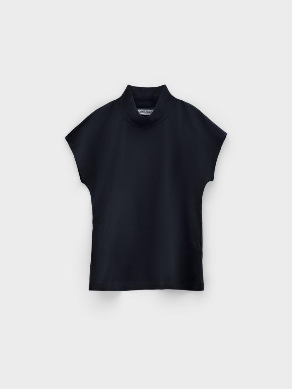 High Neck Half Sleeve T-Shirt_Navy