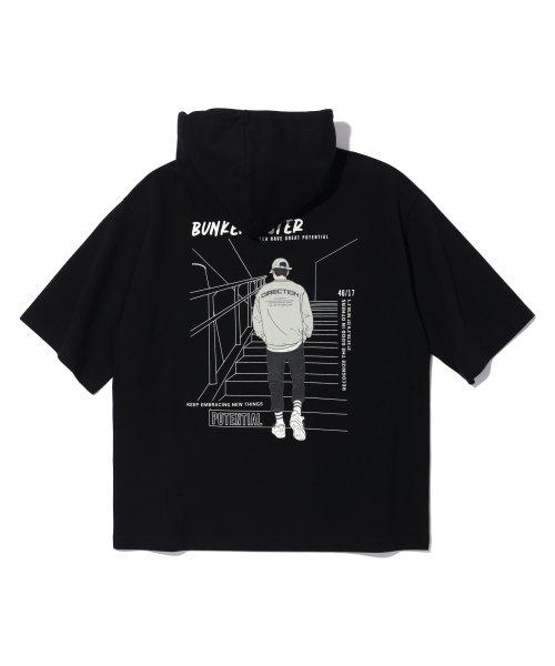 스트릿 보이 반팔 후디 BLACK (MN2TU245-076)