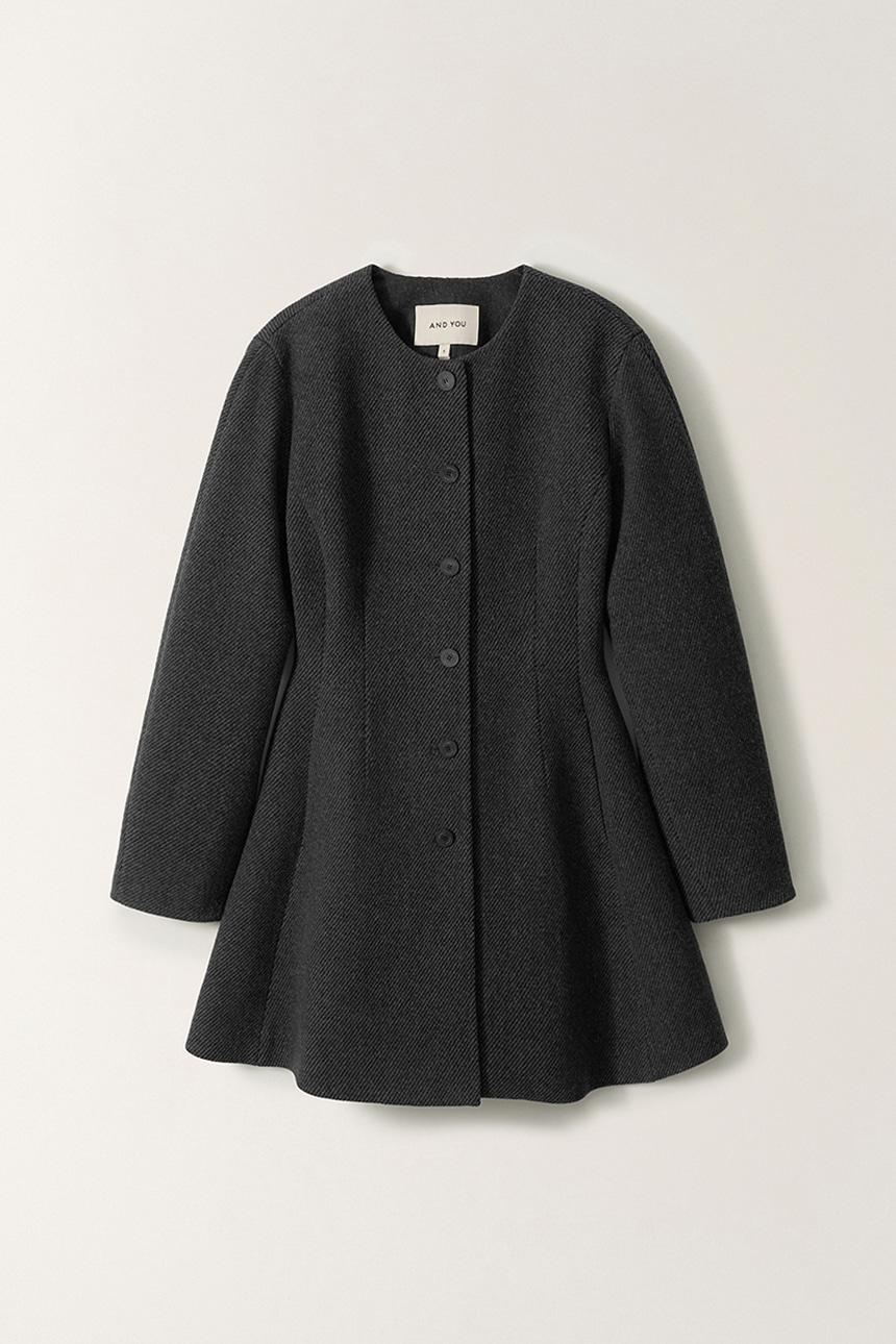 트라팔가 볼륨 슬리브 울 코트 (Charcoal)