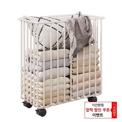 아이위크 좁은공간 틈새 세탁바구니 빨래통 세탁물바구니 런드리트롤리 빨래바구니, 틈새세탁바구니 화이..., 1개