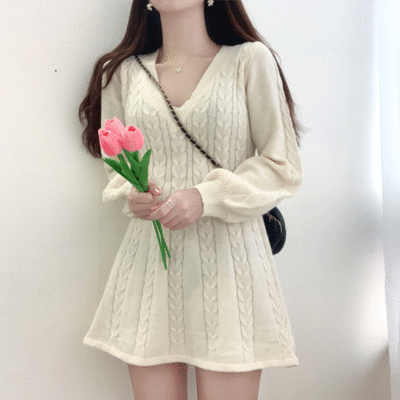 [기장추가♥] 타이니 꽈배기 니트원피스 (3color)