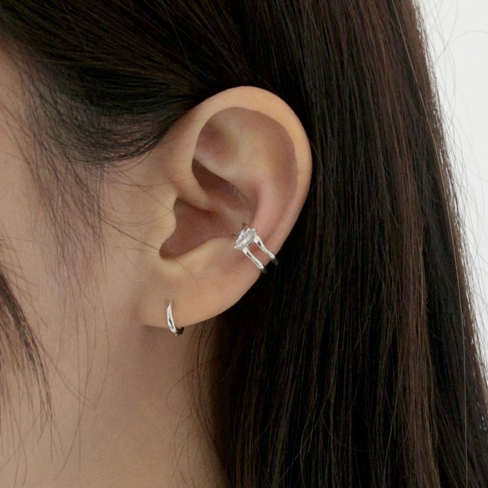 silver925 큐빅 두줄 이어커프 (단품)