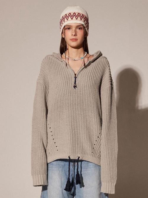 TASSEL STRING HALF ZIP UP