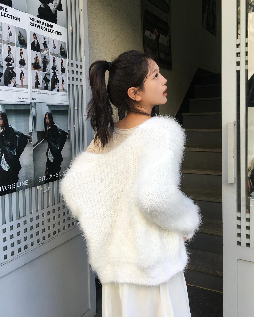 시나몬츄러스 보송 눈꽃퍼니트 가디건
