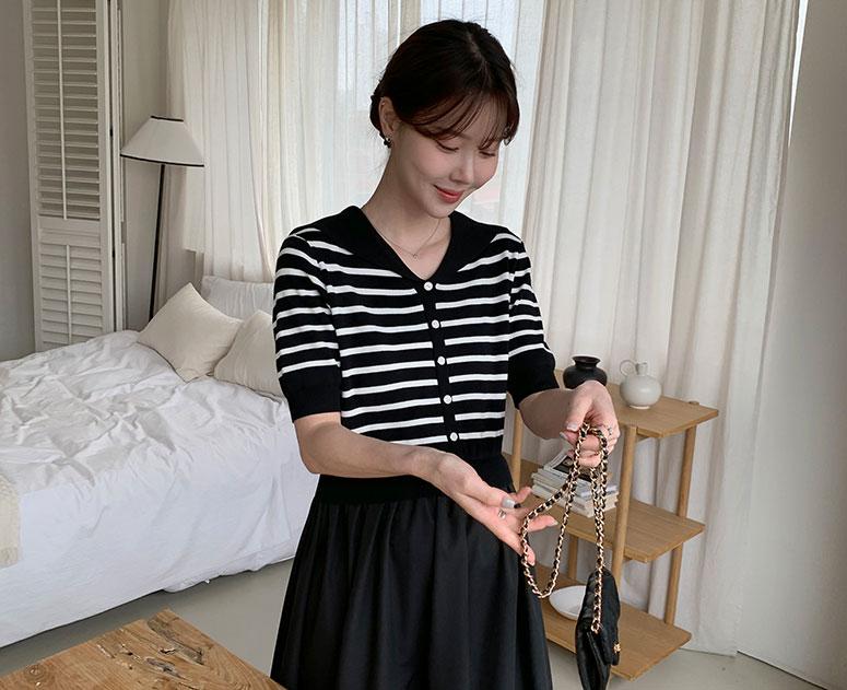 해피텐 임부복*세르 니트배색 원피스