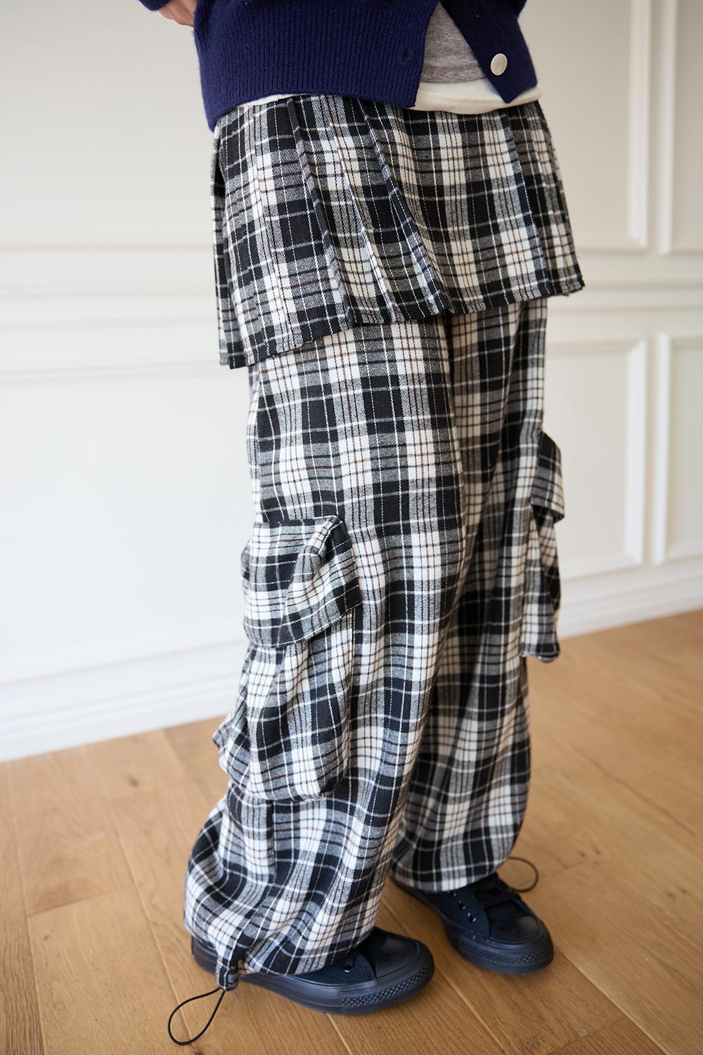Penelope skirt pants (Checked) / 오후 7시 재입고