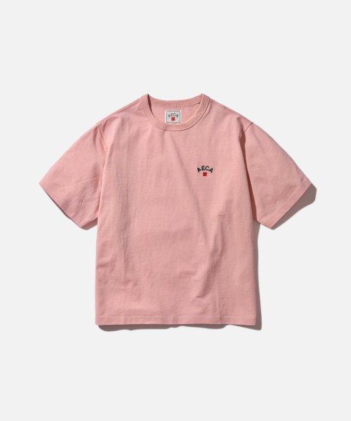 AECA CLOVER SMALL LOGO HALF SLEEVE TEE-PINK