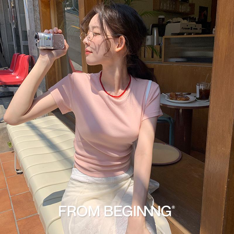 프롬비기닝 [4천장돌파][MADE]베이스 골지슬림티(컬러추가)(6color) (반팔 반팔티 레이어드티 기본티 티셔츠 휴양지 휴양지룩 이너티 여름 출근룩)