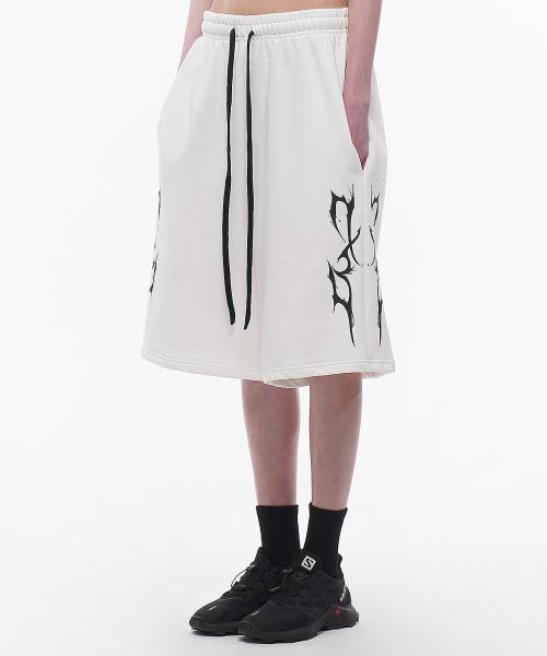 썬더 로고 하프 팬츠 백아이보리