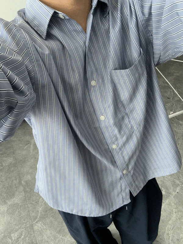 [핏 보장 셔츠] 엔플 크롭 스트라이프 셔츠