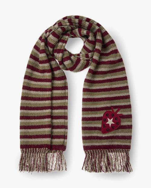 STRIPE TASSEL MUFFLER [BURGUNDY]