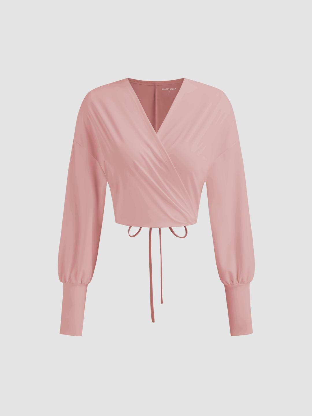 CiderAIRY™ V-neck Solid Wrap Crop Top