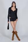 Clover Leaf Neck Blouse Black