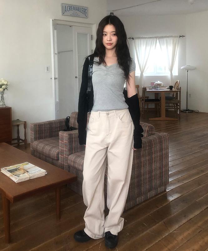 니어웨어 [NEW🌷봄신상]  리베 포인트 와이드 면 바지 (2color)