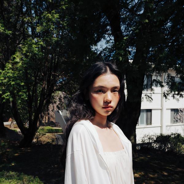 Cotton jersey hooded zip-up (white / dark gray)