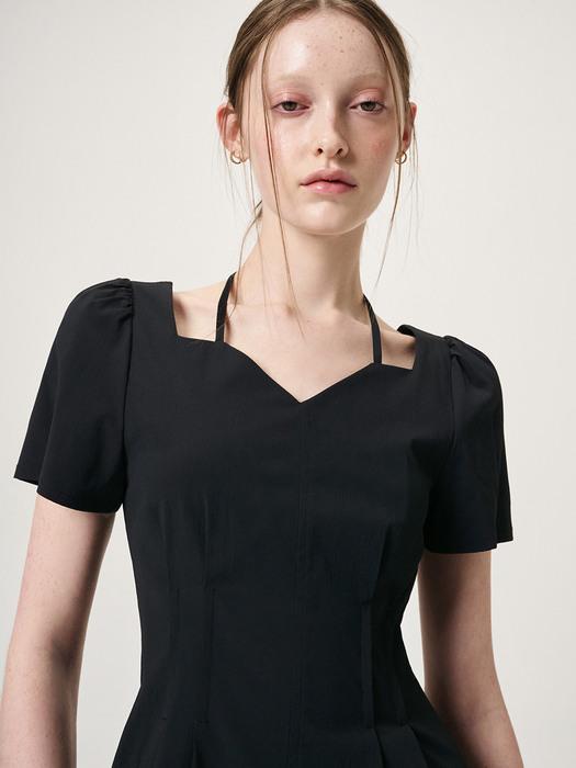 Heart Neck Strap Dress, Black