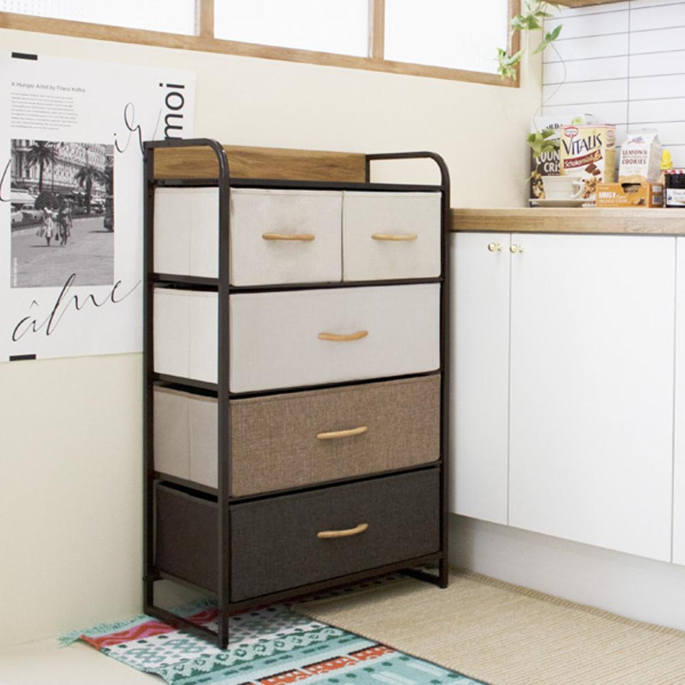 아가타 패브릭 수납 4단 서랍장 TB21R05 틈새 이동식 조립 와이드