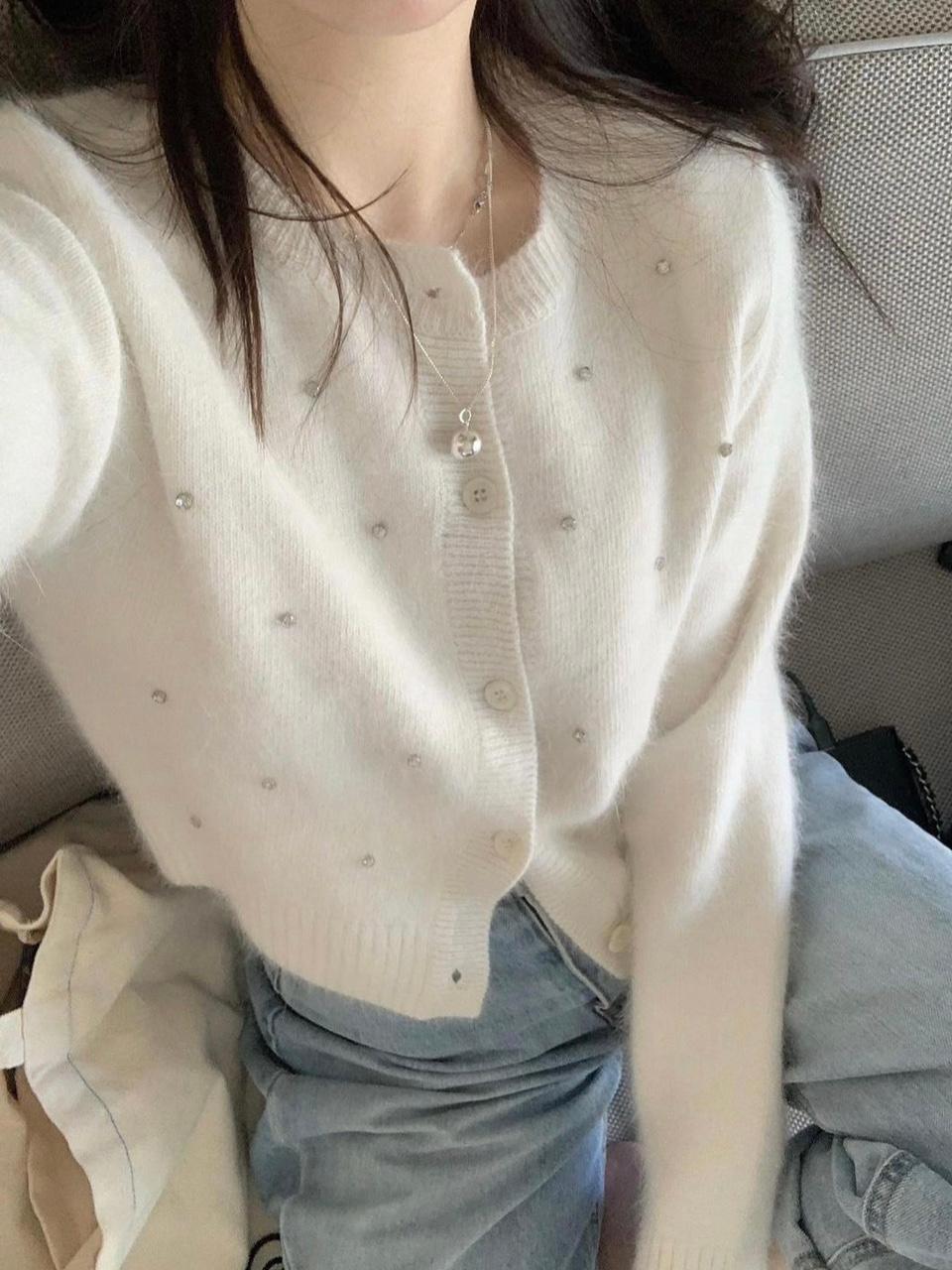 [COTT] 스노우 큐빅 앙고라 니트 가디건 (4color)