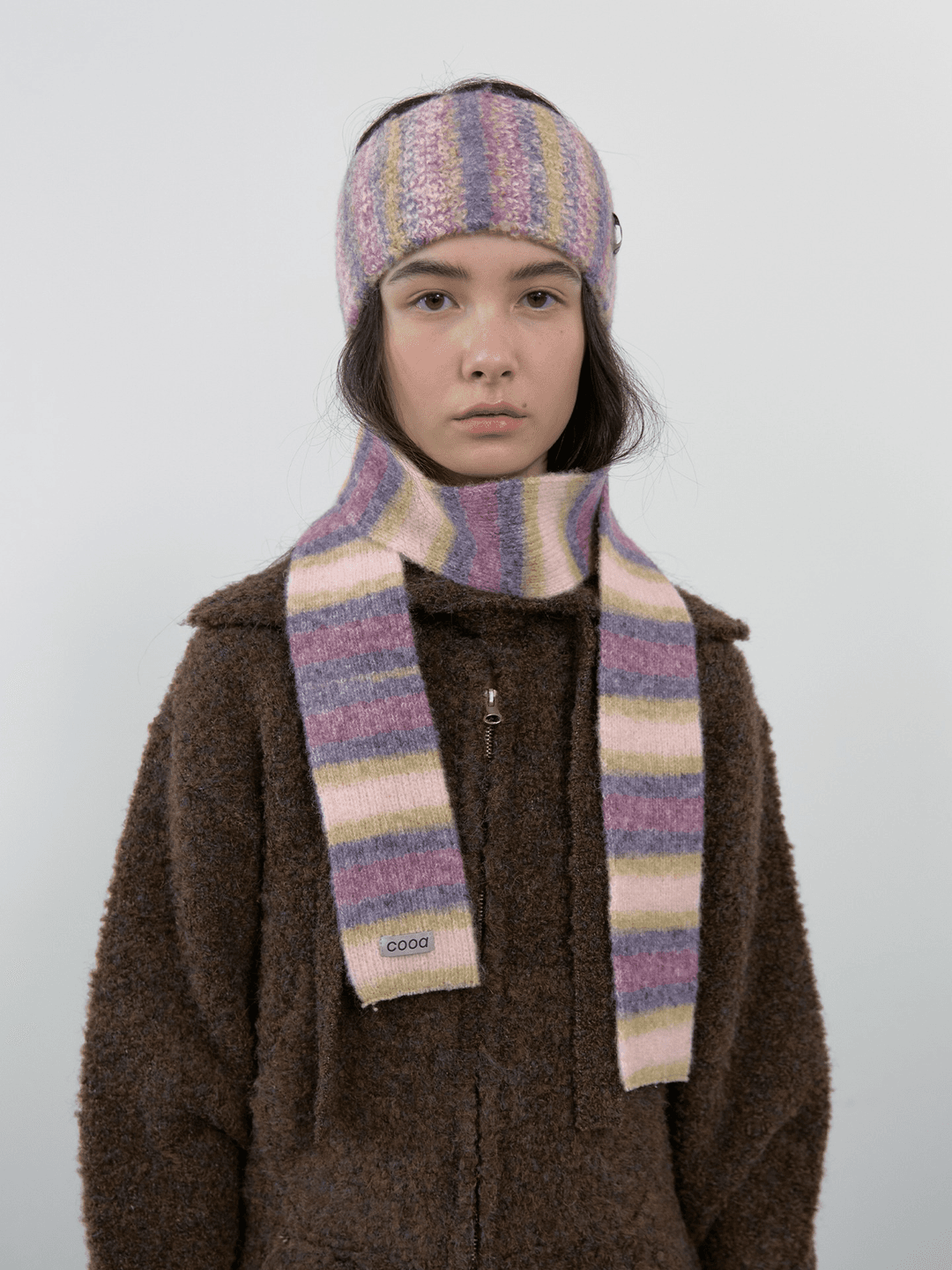 STRIPE MUFFLER_DUST PLUM MIX