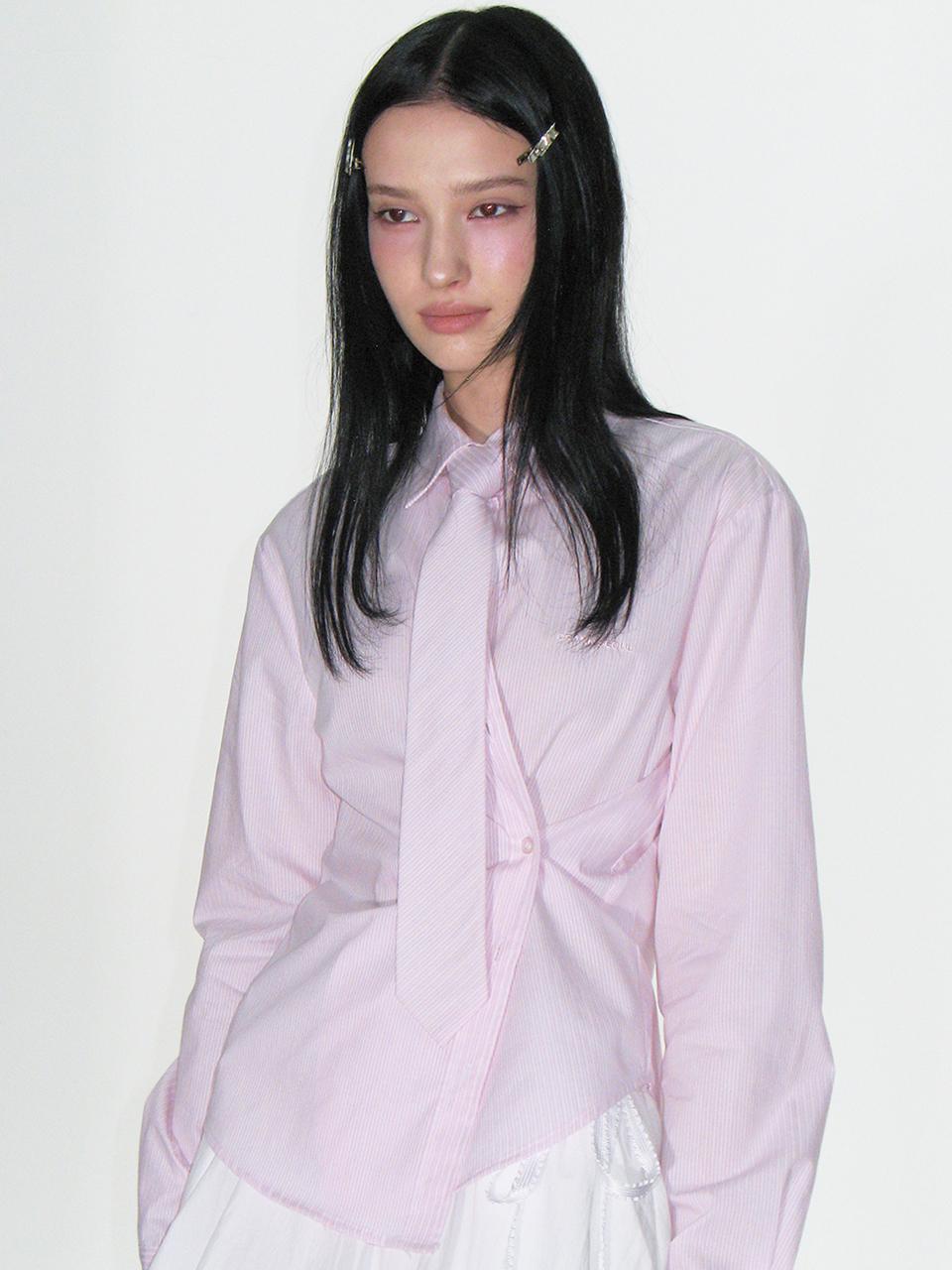 [Release 8/27] STRIPED SHIRT & NECKTIE SET_PINK