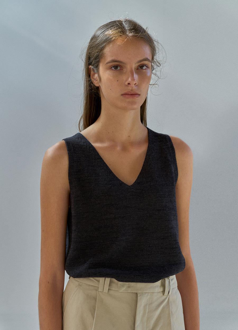 Paper sleeveless top (Dark gray)