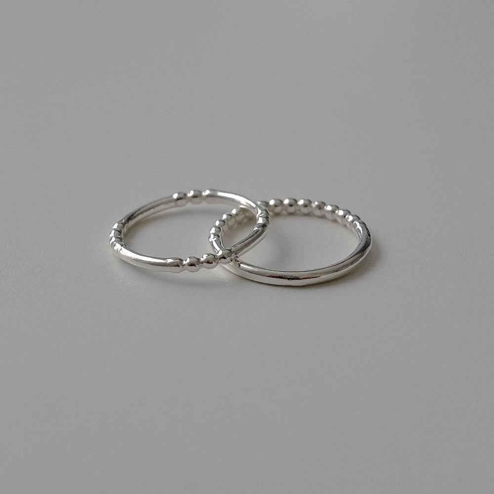 925 실버볼반지 2개세트 핸드메이드 비드볼링 레이어드실반지