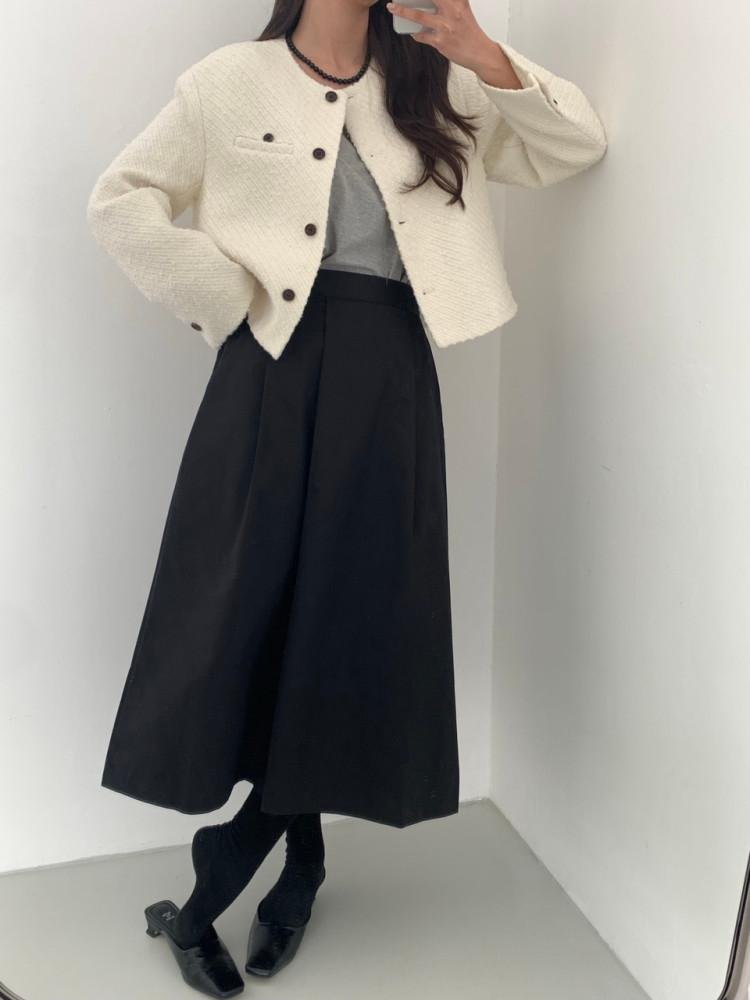 루멘 봄 여유핏 부클 트위드 숏 자켓 2col