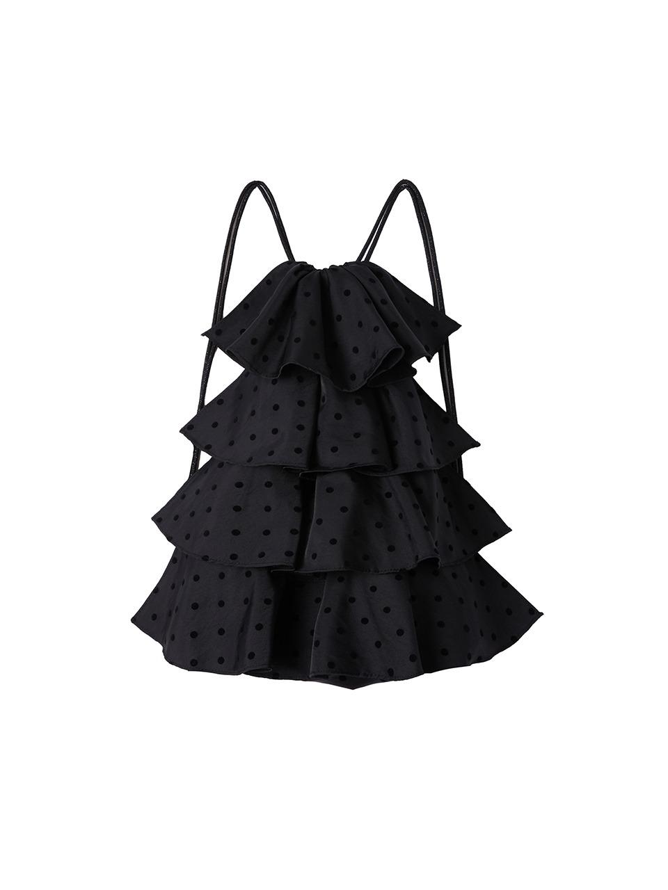 Dot ruffle gymsack_black