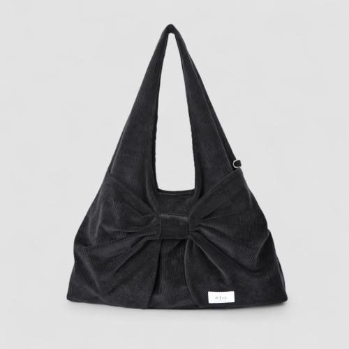 코듀로이 듀이 리본 라지 보부 숄더백_무신사 에디션  [블랙]