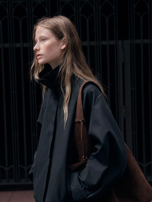 SIOT4152 하이넥 하프 트렌치 코트_Charcoal