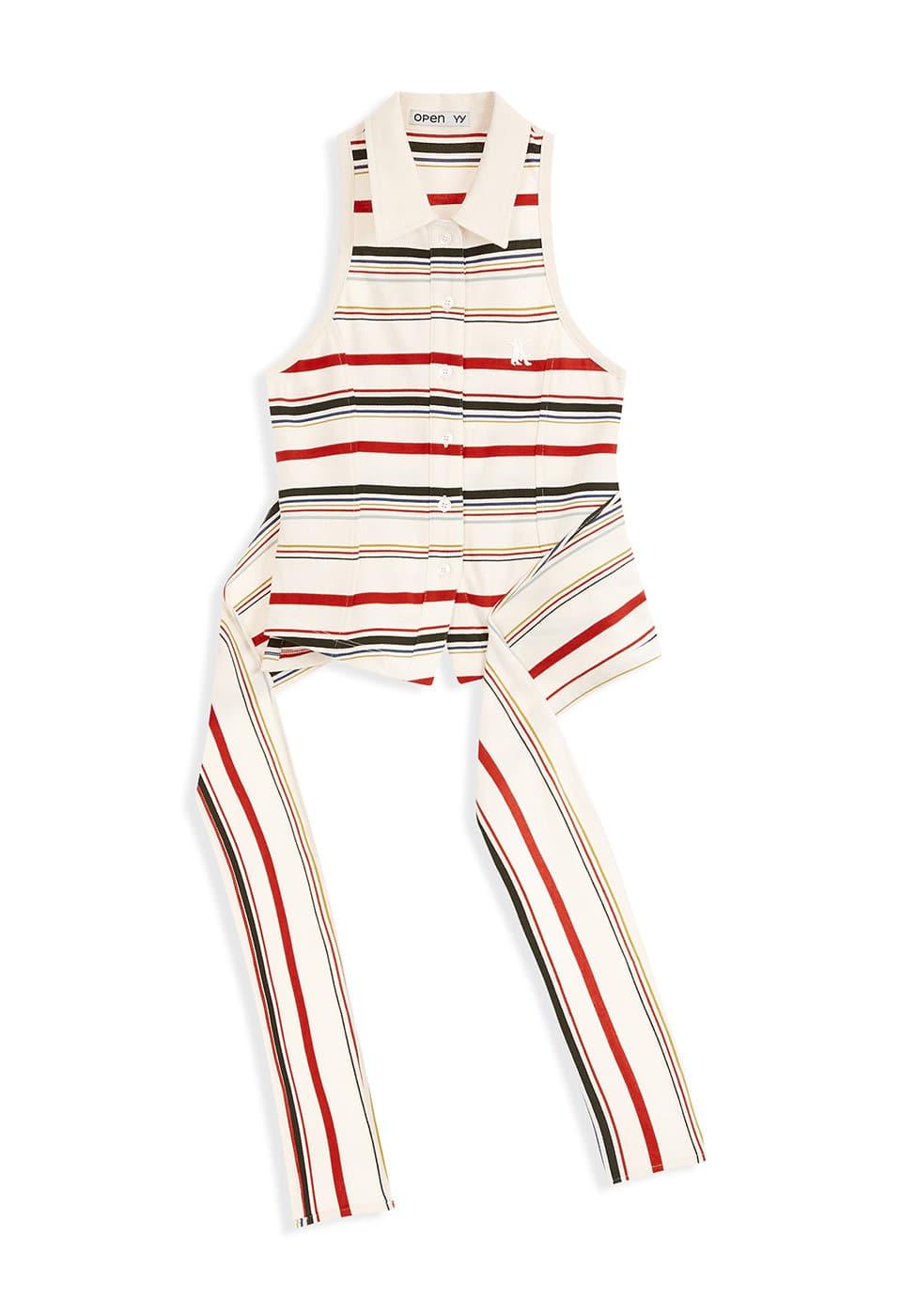 STRIPE TRIM POLO SLEEVELESS, MULTI
