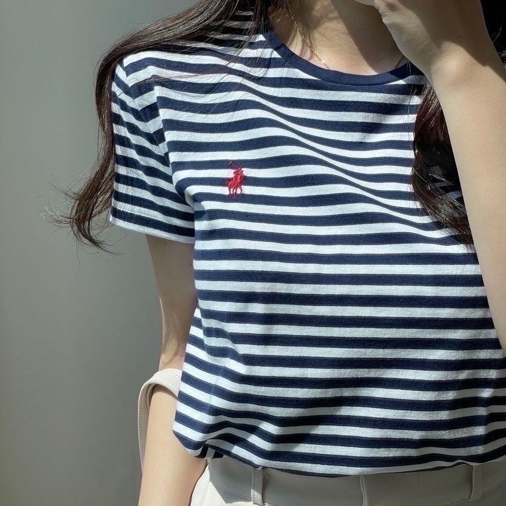 폴로 랄프로렌 레드포니 스트라이프 반팔 티셔츠 여성용