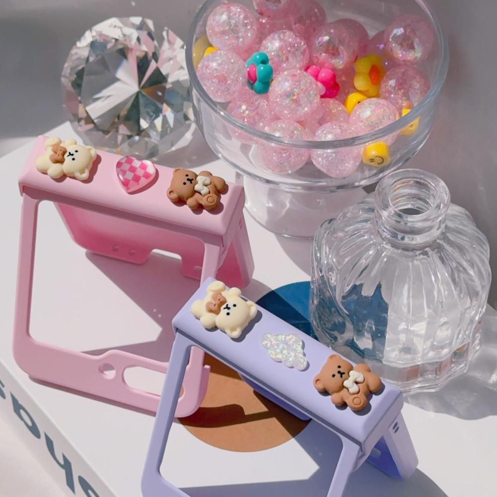 전타입 Z플립5 케이스 / 자체제작 커스텀 테디베어 고양이 꽃 귀여운 힌지보호 링 케이스