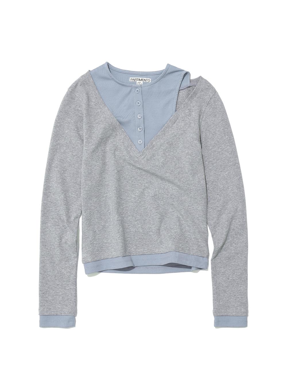 [WOMEN] ALL-IN-ONE LAYERED COMBI LONG SLEEVE TEE_MELANGE