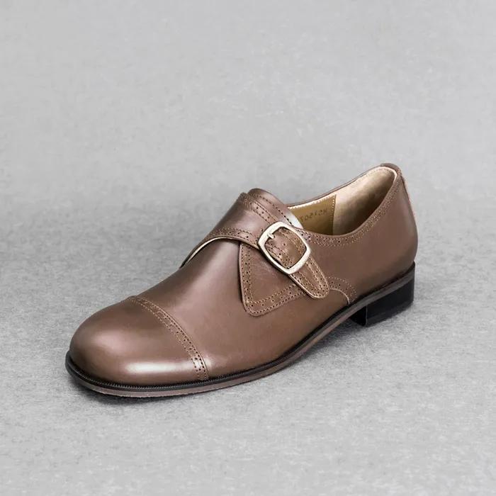 Brogue Monk Strap . Coffee Brown
