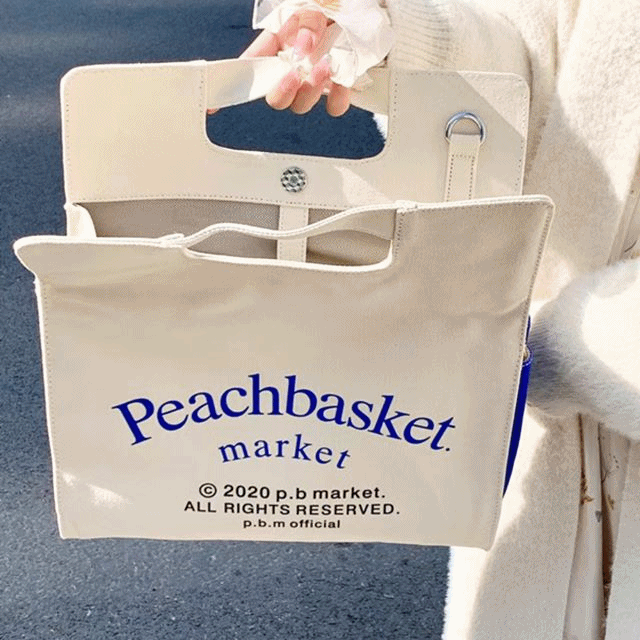 [인기] 감성 피치바스켓 레터링 캔버스 빅사이즈 가방 토트백 크로스백 에코백 / 노트북 아이패드 태블릿 피크닉 커플템