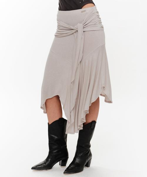 FLARED TIE SKIRT (BEIGE)