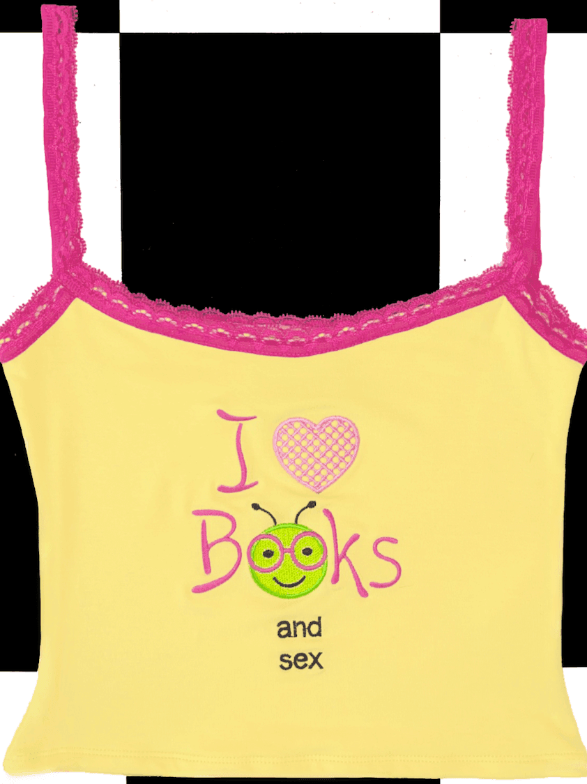 I LOVE BOOKS LACE CAMI