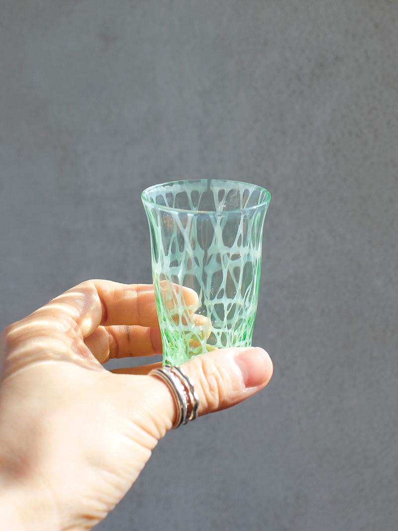 green net pattern sake cup