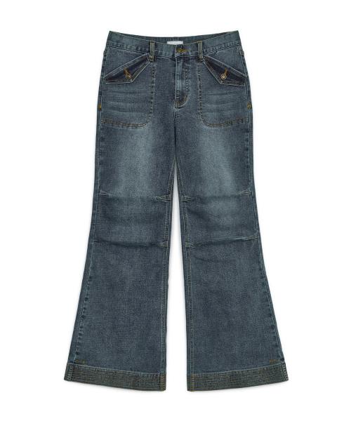 세미 부츠컷 데님 팬츠 (블루 데님)