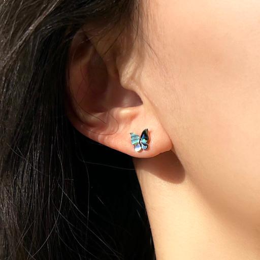 선물강추🦋 92.5순은 푸른 천연자개 나비 귀걸이
