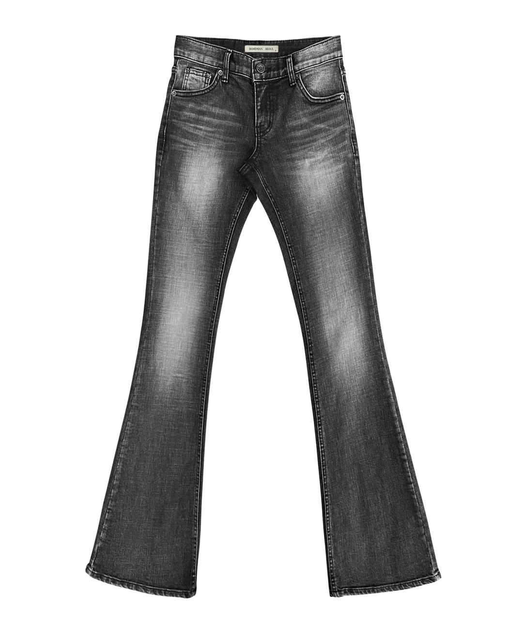 boots cut denim pants in gray