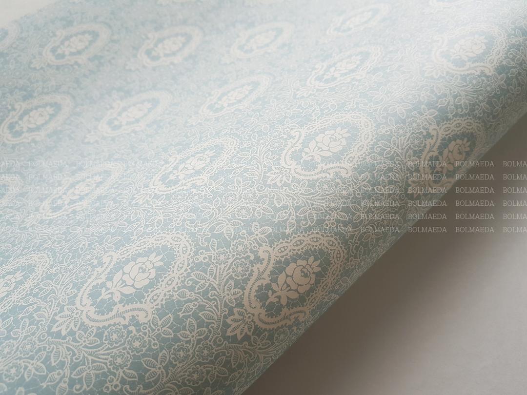 [수입포장지] 장미 레이스 디자인 엔틱블루 포장지 (이태리 수입 따소띠 TASSOTTI)